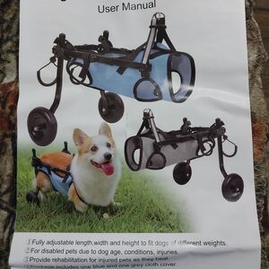 Adjustable Dog Wheelchair for Back Legs - Blue and Grey Washable Vest.